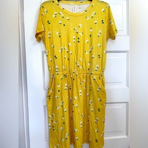 Tickled Teal Yellow Spring Dress with pockets